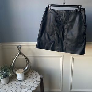 H&M Black Faux Leather Mini Skirt Size 8